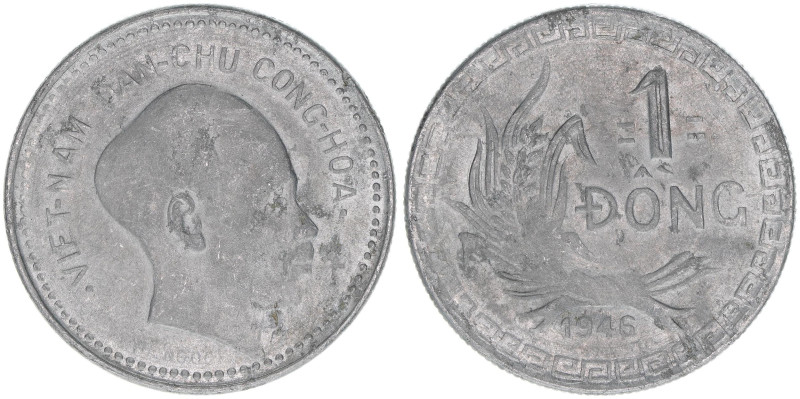 Demokratische Republik 1945-1975
Vietnam. 1 Dong, 1946. selten
Aluminium
4,57g
S...