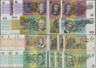 Australia: Reserve Bank of Australia, lot with 10 banknotes 1972-1994, including 1 Dollar ND(1966-72) (P.37d with signatures: Phillips & Wheeler, VF+)...