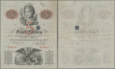 Austria: Privilegirte Oesterreichische National-Bank 5 Gulden 1859, P.A88, very nice condition with strong paper and bright colors, just a few tiny bo...