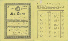 Austria: k.k. Staats-Central-Cassa 5 Gulden 1849 proof print or formular on yellow paper, P.A121 for type, Kodnar / Künstner C7, remnants of tape uppe...