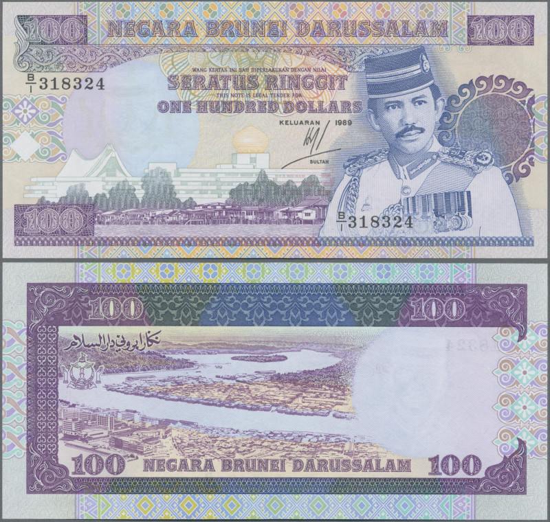 Brunei: Negara Brunei Darussalam / State of Brunei Darussalam 100 Ringgit 1989, ...