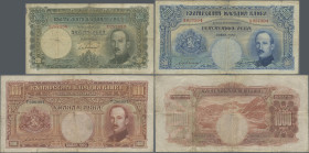 Bulgaria: Bulgaria National Bank, lot with three banknotes, series 1929, with 200 Leva (P.50, VG/F- with larger tears), 500 Leva (P.52, F- with margin...