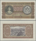 Bulgaria: Bulgaria National Bank 200 Leva 1943 with portrait of Simeon II, P.64, almost perfect condition, just a few minor creases in the paper, othe...