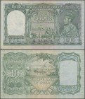Burma: Reserve Bank of India – BURMA branch 10 Rupees ND(1938), P.5, staple holes at left as usually and soft folds but very strong paper and bright c...