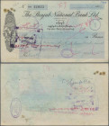 Burma: Cheque of The Punjab National Bank Ltd., Rangoon for 2550 Kyats dated 1958 with hand writings and bank stamps on paper, 4 pinholes, no tears, s...