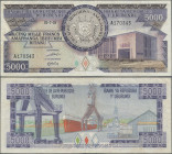 Burundi: Banque de la République du Burundi 5000 Francs 1978, P.32a, still nice with strong paper, some folds and minor spots, Condition: F+/VF.
 [di...