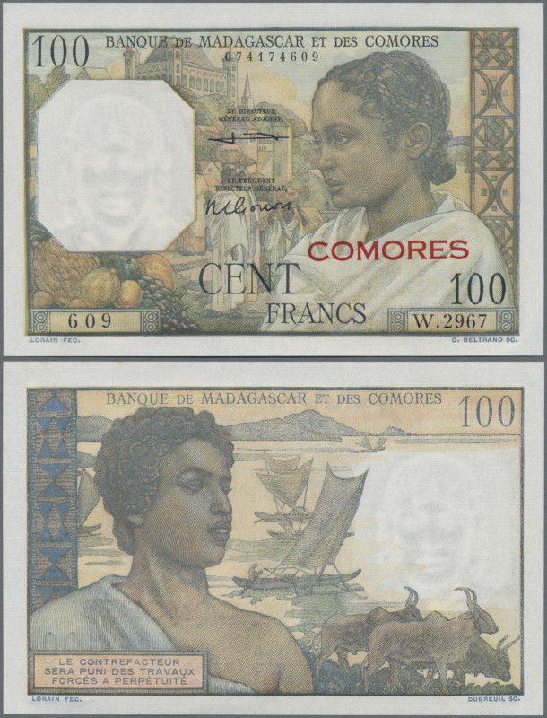 Comoros: Banque de Madagascar et des Comores 100 Francs ND(1960-63), P.3 in perf...