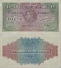 Cyprus: Government of Cyprus 1 Shilling 1940, P.20, great original shape with soft diagonal bend lower right and a few tiny spots, Condition: VF+/XF....
