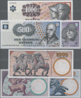 Denmark: Danmarks Nationalbank, lot with 3 banknotes, 2006-2008, with 50, 500 and 1000 Kroner, P.60d, 63c, 64b in perfect UNC condition. (3 pcs.)
 [d...