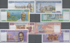 Djibouti: Banque Nationale de Djibouti and Banque Centrale de Djibouti, lot with 4 banknotes, 1997-2005, with 2000 Francs ND(1997) (P.40, UNC), 10.000...