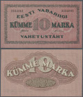 Estonia: 10 Marka 1922 P. 53a, without serial prefix, unfolded, only light handling in paper, crisp, condition: XF+ to aUNC.
 [differenzbesteuert]
G...