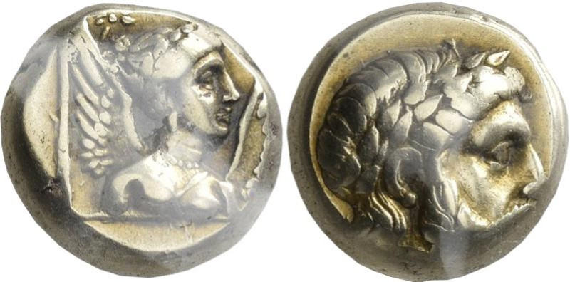 Lesbos: Mytilene: Elektron Hekte, 477-326 v.Chr. Zeus / Nikebüste. Bodenstedt 10...