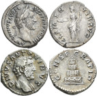 Antoninus Pius (138 - 161): Lot 2 Stück, AR-Denar, 3,24 g, CONSECRATIO Scheiterhaufen, RIC 438, Cohen 164 und AR-Denar, 3,59 g, CLEMENTIA, RIC 64, Coh...