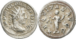 Philippus I. Arabs (244 - 249): AR-Antoninian, 3,76 g. Büste mit Strahlenkrone nach rechts, IMP M IVL PHILIPPVS AVG / Aequitas mit Waage und Füllhorn,...