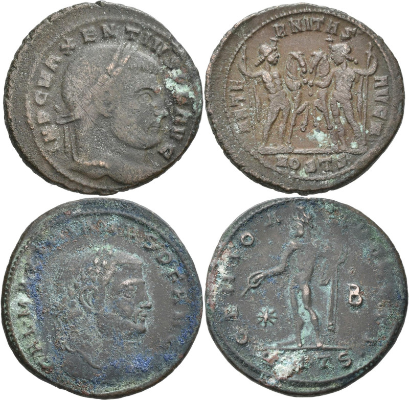 Maxentius (306 - 307 - 312): Follis, Ostia. Belorbeerte Büste nach rechts, IMP C...