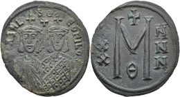 Michael II. (820 - 829): Michael II. mit Theophilus 820-829: Bronze-Follis, 7,97 g, Sommer 30.2, Sear 1642, vorzüglich.
 [differenzbesteuert]