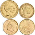 Alle Welt: 3 Goldmünzen, dabei 20 Mark Preußen 1912, 1 Rand aus Südafrika 1967 sowie 10 Corona aus Österreich-Ungarn 1897.
 [zzgl. 0 % MwSt.]