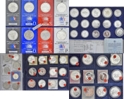 Alle Welt: Olympische Spiele: Auf zwei Kassetten verteilte Sammlung mit diversen Münzen, überwiegend Silber und höchste Qualität polierte Platte. Kass...