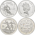 Alle Welt: Olympische Spiele 1994/96: Lot 5 Silbermünzen, dabei Tonga, Neuseeland, San Marino, China und Nepal.
 [differenzbesteuert]