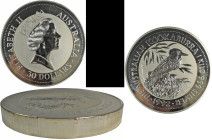 Australien: Elizabeth II. 1952-,: 30 Dollars 1992, Silber Kookaburra, 1 Kilo 999/1000 Silber, KM# 181. In original Kapsel, Stempelglanz.
 [differenzb...