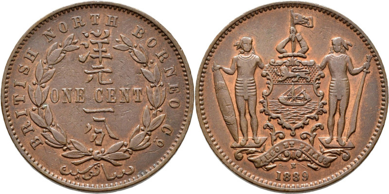 Borneo: British North Borneo: 1 Cent 1889 H (Heaton). KM# 2. Vorzüglich.
 [diff...