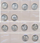 China - Volksrepublik: 5 Yuan 1993, China Panda ½ OZ Silber. KM# 483, teils angelaufen, Lot 6 Stück.
 [differenzbesteuert]