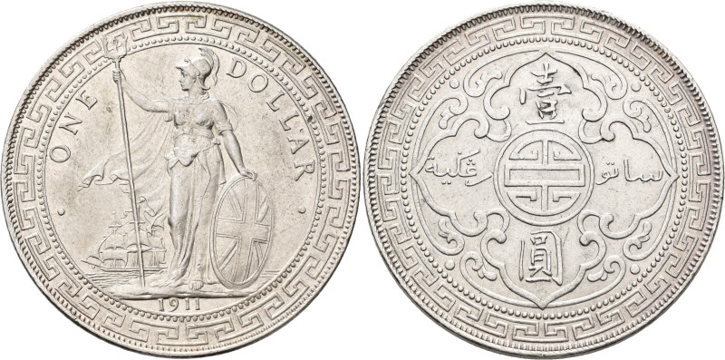 Großbritannien: George V. 1910-1936: Trade Dollar 1911, Bombay Mint. KM# T5. 26,...