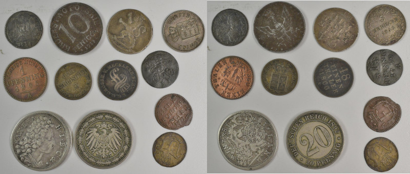 Deutschland: Lot 12 Münzen vor 1918, dabei Bayern 15 Kreuzer 1718 / Nürnberg Kre...
