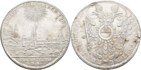 Altdeutschland und RDR bis 1800: Nürnberg: Taler 1768 SR mit Titel Joseph II. Stadtansicht / Reichsadler. Mit unvollständigem Laubrand. Davenport 2494...