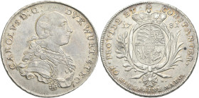 Altdeutschland und RDR bis 1800: Württemberg, Karl Eugen 1744-1793: Taler 1781 (Konventionstaler). 28,01 g. Davenport 2870, Klein/Raff 376. Kleine Sch...