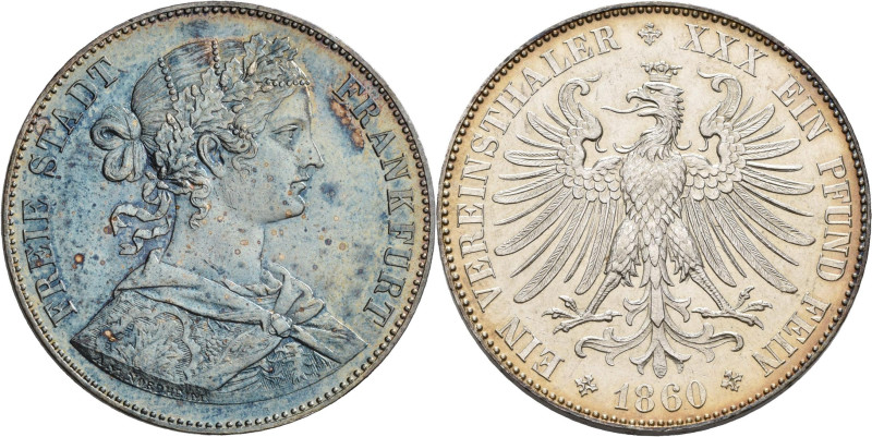Frankfurt am Main: Freie Stadt: Taler 1860 (Vereinstaler). AKS 8, Thun 142, Jaeg...