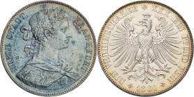 Frankfurt am Main: Freie Stadt: Taler 1860 (Vereinstaler). AKS 8, Thun 142, Jaeger 41. Tolle Patina, vorzüglich - Stempelglanz
 [differenzbesteuert]