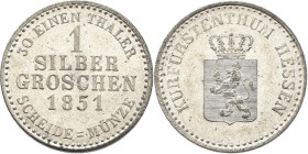 Hessen-Kassel: Friedrich Wilhelm I. 1847-1866: 1 Silbergroschen 1851 (30 einen Thaler), AKS 66, Jaeger 37. Erster Jahrgang, Variante glatter Rand, vor...