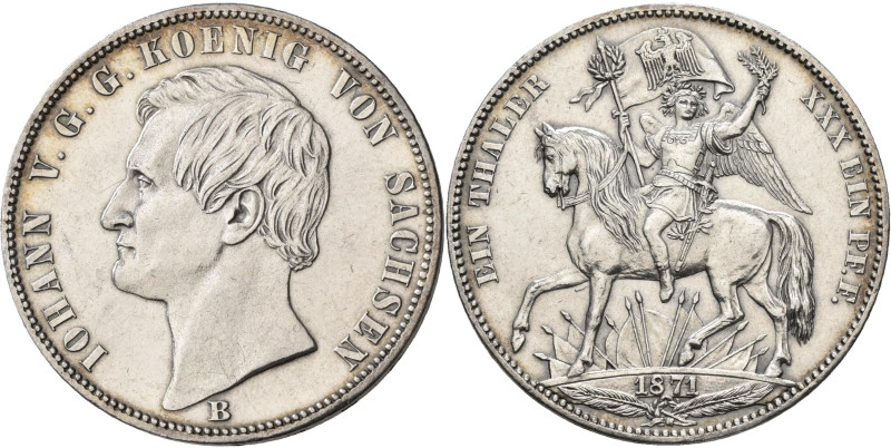 Sachsen: Johann 1854-1873: Taler 1871 (Siegestaler), auf den Sieg über Frankreic...