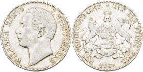 Württemberg: Wilhelm I. 1816-1864: Taler 1861 (Vereinstaler). AKS 77, Jaeger 83, sehr schön.
 [differenzbesteuert]