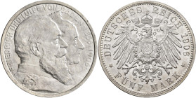 Baden: Friedrich I. 1852-1907: 5 Mark 1906, Goldene Hochzeit, Jaeger 35. Stempelglanz.
 [differenzbesteuert]