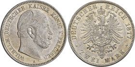Preußen: Wilhelm I. 1861-1888: 2 Mark 1877 A, Jaeger 96. Hübsche Tönung, vorzüglich.
 [differenzbesteuert]
