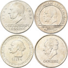 Weimarer Republik: Lot 4 Gedenkmünzen zu 3 Reichsmark, dabei: 1929 Lessing, J. 335, 1929 Schwurhand, J. 340, 1931 von Stein, J. 348 sowie 1932 Goethe,...