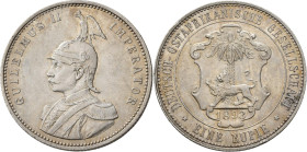 Deutsch-Ostafrika: Wilhelm II. 1888-1918: DOA / Deutsch-Ostafrikanische Gesellschaft: 1 Rupie 1893, seltener Jahrgang, Jaeger 713. Feine Patina, vorzü...