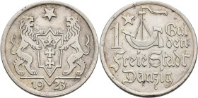Danzig: 1 Gulden 1923, Jaeger D7, 5,0 g, Silber, vorzüglich.
 [differenzbesteuert]