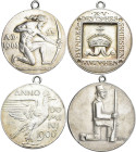 Medaillen: München: Lot 3 Silbermedaillen Deutsches Bundesschiessen: 1906 v. Dasio, 1906 v. Römer, 1927 (Poellath), sehr schön-vorzüglich, vorzüglich....