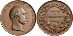 Medaillen alle Welt: Dänemark, Christian IX. 1863-1906: Bronzemedaille o. J., signiert H.C., der landwirtschaftlichen Gesellschaft, 52,7 mm, 70,2 g, s...
