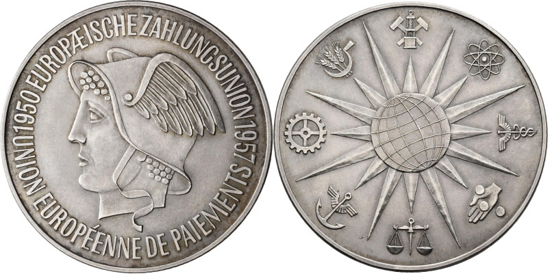 Medaillen alle Welt: Europa: Silbermedaille 1957, auf die Europäische Zahlungsun...
