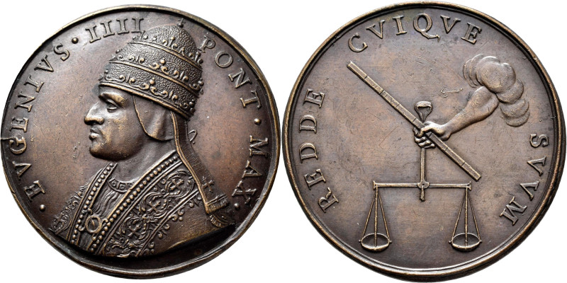 Medaillen alle Welt: Italien-Kirchenstaat, Eugen IV. 1431-1447: Bronzemedaille o...