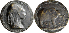 Medaillen alle Welt: Italien/Rimini: Bronzegußmedaille 1446, von Matteo di Andrea della Pasti, auf Isotta degli Atti, Geliebte und später Ehefrau des ...