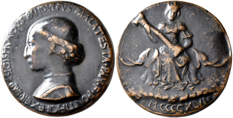 Medaillen alle Welt: Italien/Rimini: Bronzegußmedaille 1446, von Matteo di Andre...