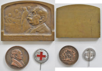 Medaillen alle Welt: Medicina in numiss: Lot 3 Stück, Einseitige Bronzeplakette 1910 von Prouvé, auf Hippolyte Bernheim (1840-1919), Professor der Med...