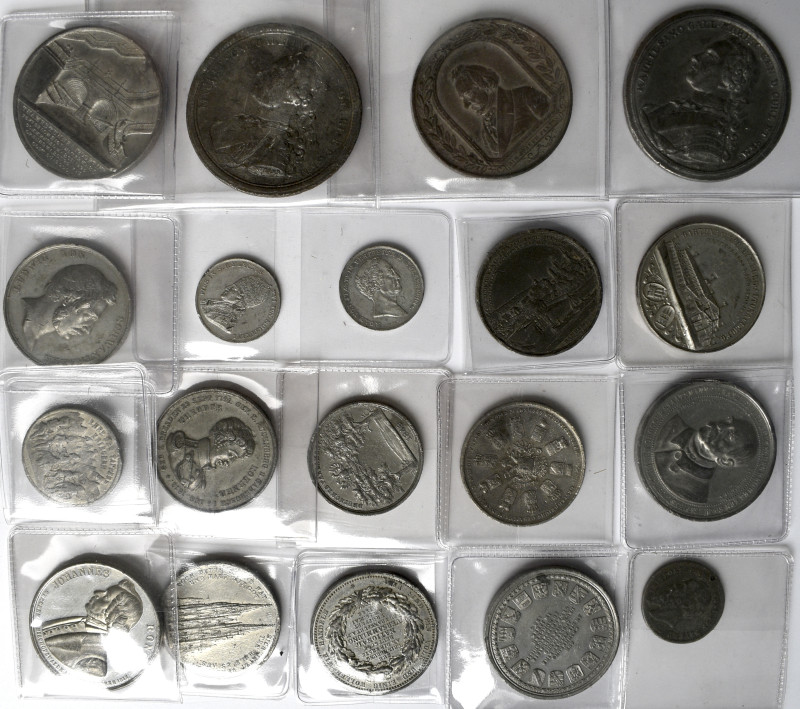 Medaillen alle Welt: Interessante Sammlung von 19 Zinnmedaillen, überwiegend Per...