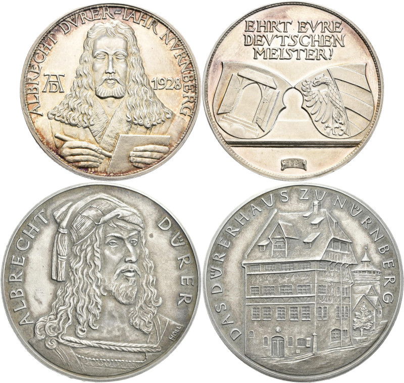 Medaillen Deutschland - Personen: Dürer, Albrecht 1471-1528: Lot 2 Stück, Silber...