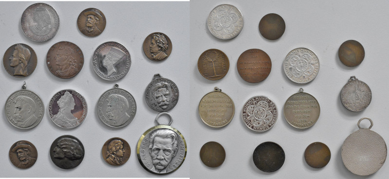 Medaillen Deutschland - Personen: Lot 14 Stück, Silber- und Bronzemedaillen auf,...
